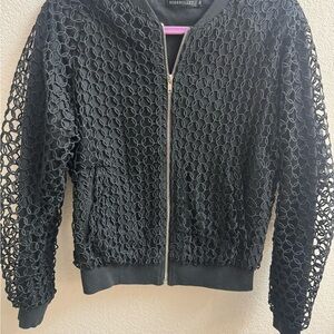 ROSEBULLET Loop Eyelet Net Cropped Bomber Jacket Black Rare Japanese Archive